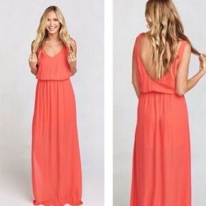 Show Me Your Mumu Kendall Maxi Dress in Bright Coral – Size Small